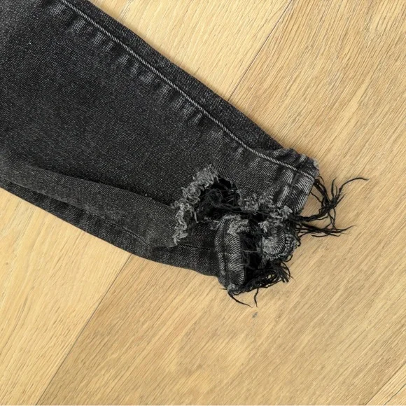 AGOLDE High-Rise Skinny Jeans – Black Raw Hem (Size 27) - Picture 9 of 11